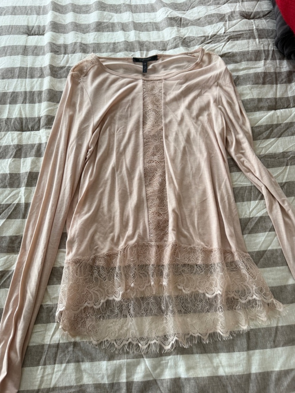 BCBGMaxAzria Blush Lace-Trim Blouse
